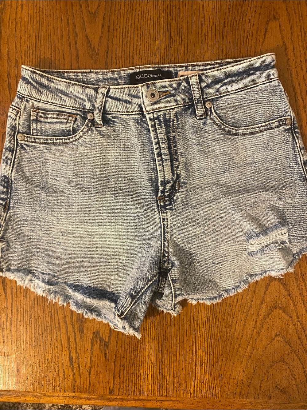 BCBG Light Blue Distressed Denim Cutoff Shorts